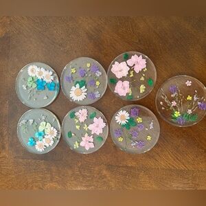 Floral Resin Coasters Set Natural Flowers, Real Flowers